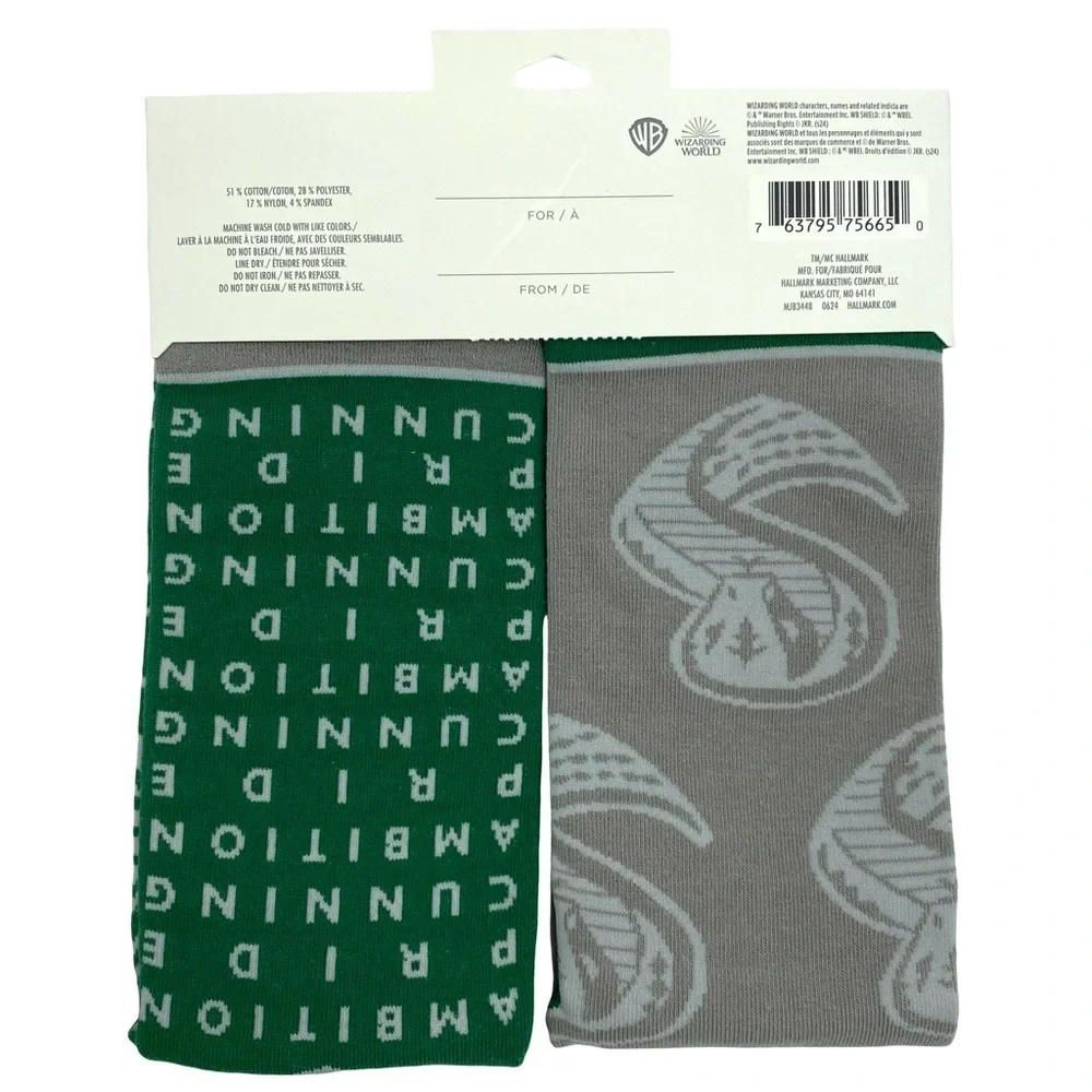 Wizarding World of Harry Potter x Hallmark Slytherin Crew Socks New